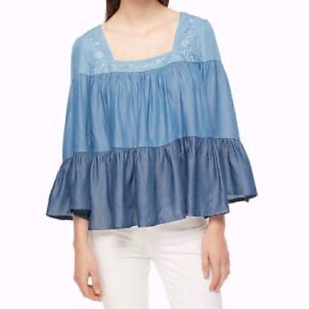 Kate Spade tiered chambray top